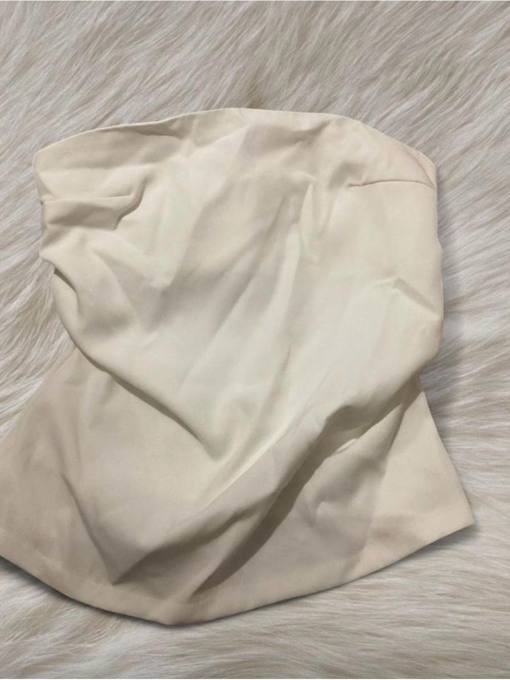 Strapless Cream Bandeau Crop Top - Women